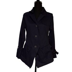 ✨ Simply Vera Wang Navy Jacket • Trench Style • Buckle Cuffs Sz S ✨